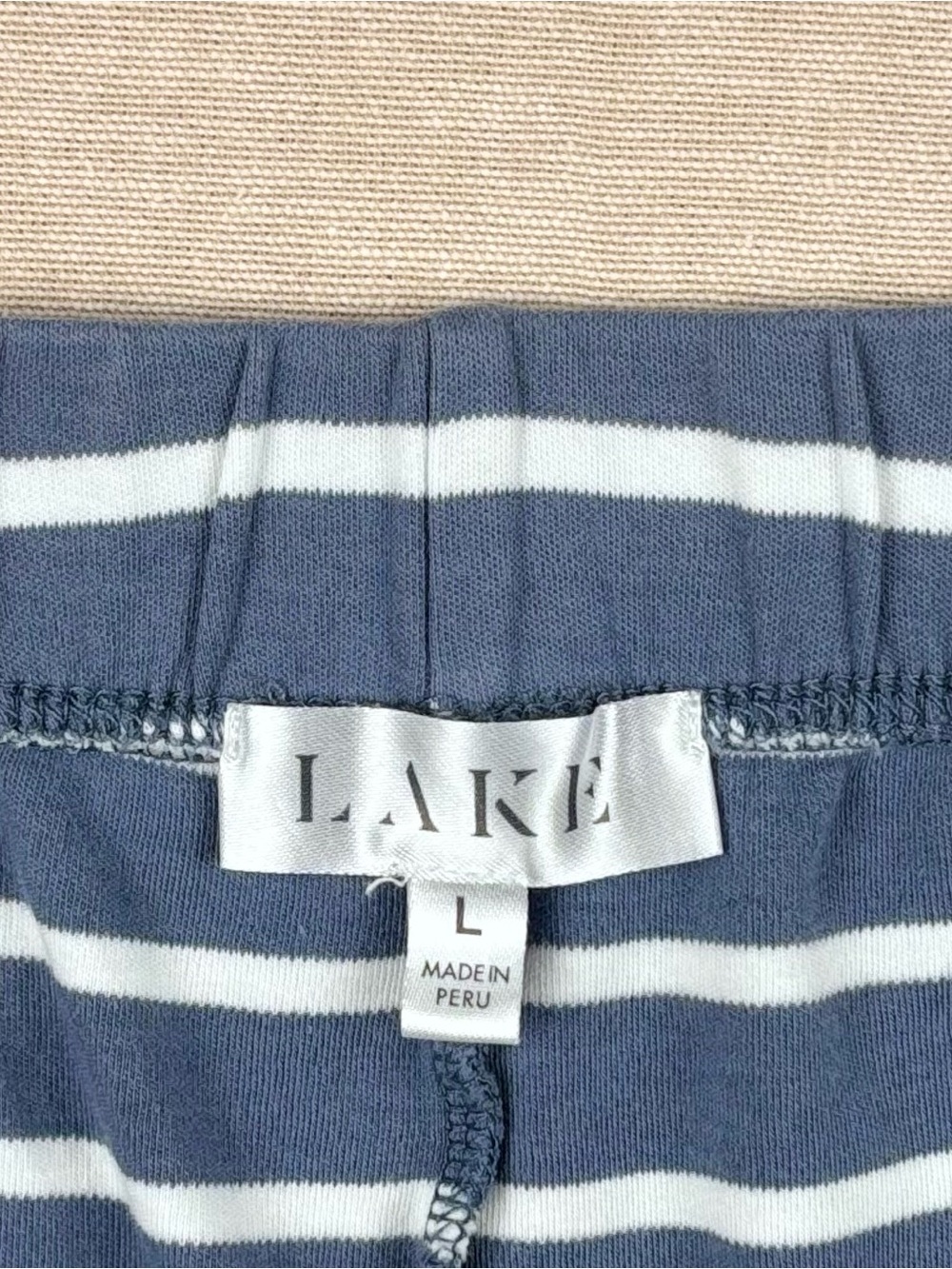 LAKE Pima Cotton Blue Stripe Pajama Lounge Sleep Shorts Women’s Large - Picture 2 of 5
